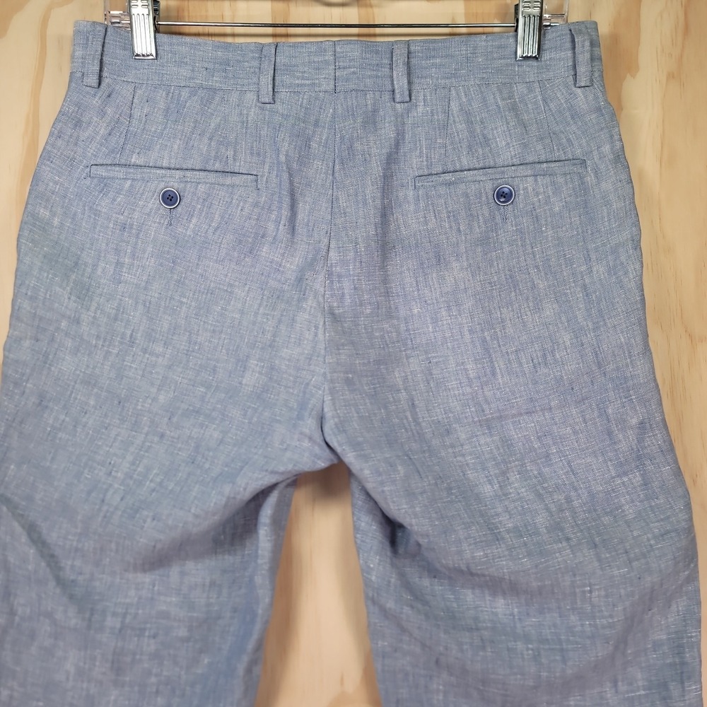 Bar III Dress Pants Mens Size 31x30 Blue 100% Linen Slim Fit Straight Preppy - Picture 10 of 15